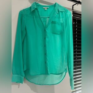 Teal button down shirt
